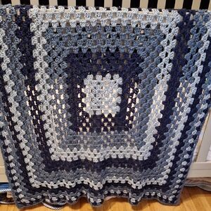 Hand Crochet Soft Blue Baby Blanket